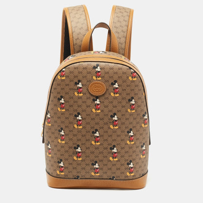 Gucci x Disney Brown GG Supreme Canvas and Leather Mickey Mouse Backpack