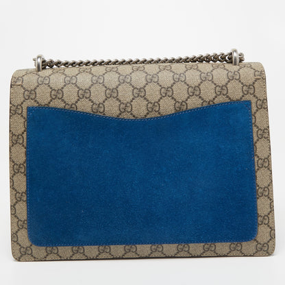 Gucci Beige/Blue GG Supreme Canvas and Suede Medium Dionysus Shoulder Bag