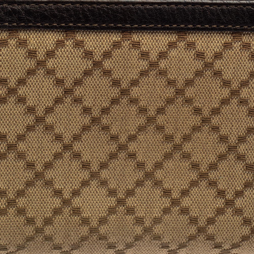 Gucci Beige/Brown Diamante Canvas and Leather Bamboo Tassel Zip Around Wallet