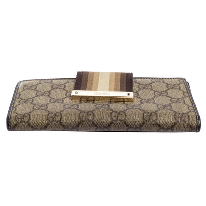 Gucci Beige GG Supreme Canvas Vintage Web Continental Wallet