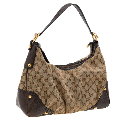 Gucci Beige/Brown GG Canvas And Leather Medium Jockey Hobo