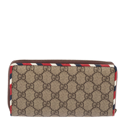 Gucci Beige/Brown GG Supreme Canvas And Leather Applique Courrier Zip Around Wallet