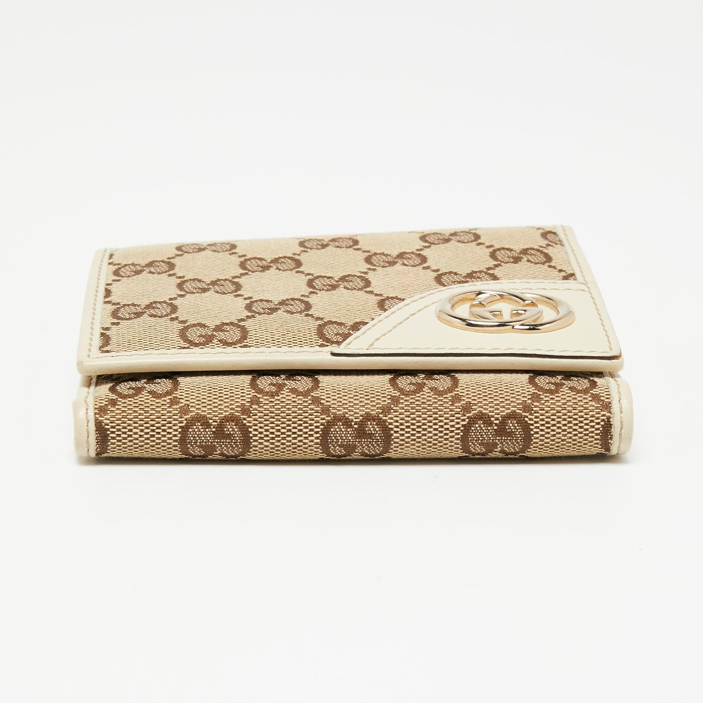 Gucci Beige/Brown GG Canvas and Leather Interlocking G French Wallet