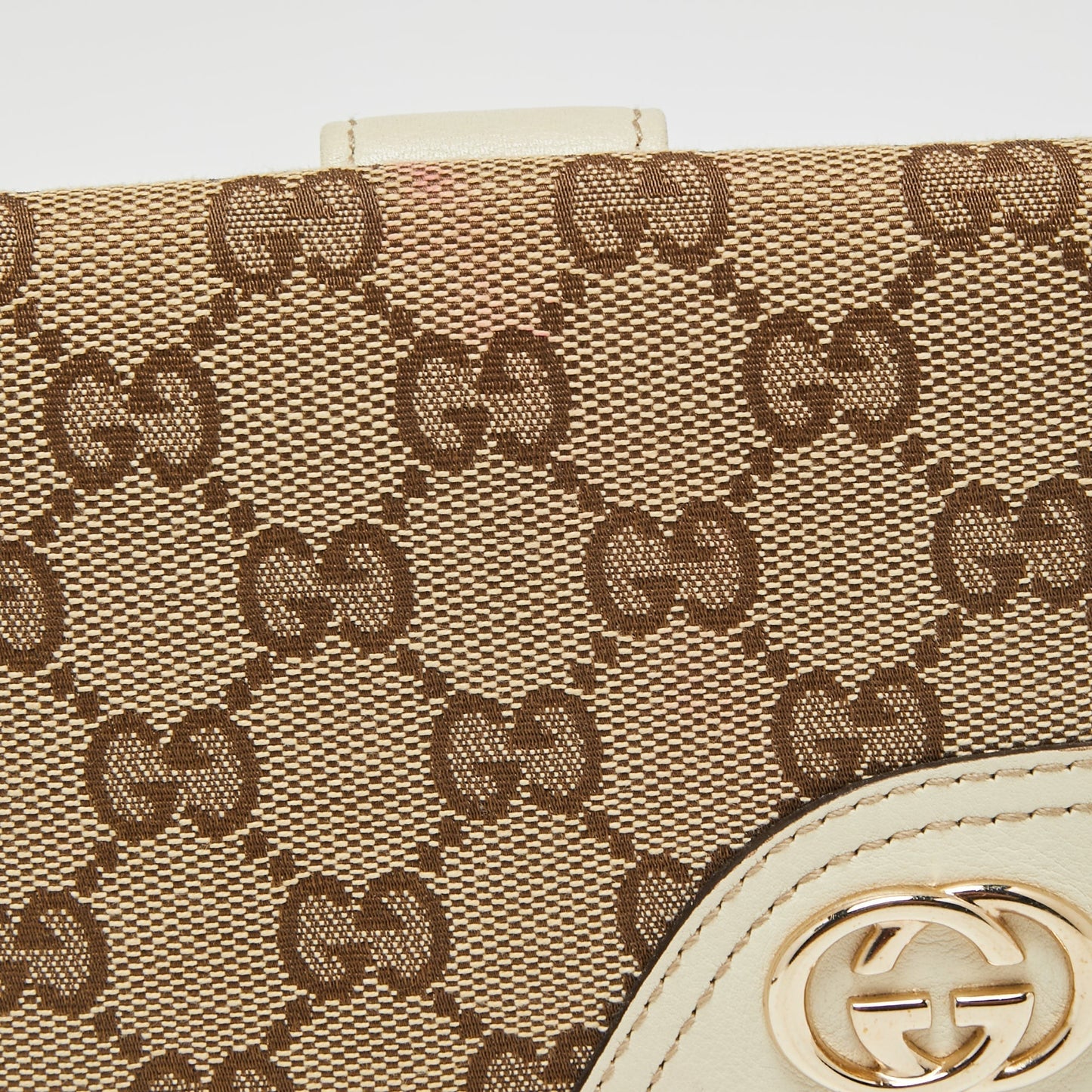 Gucci Beige/Brown GG Canvas and Leather Interlocking G French Wallet