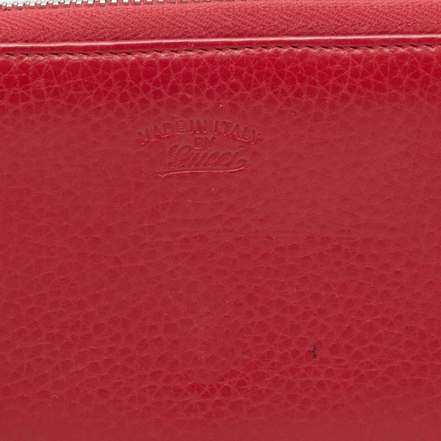 Gucci Red Leather Bamboo Tassel Zip Around Wallet