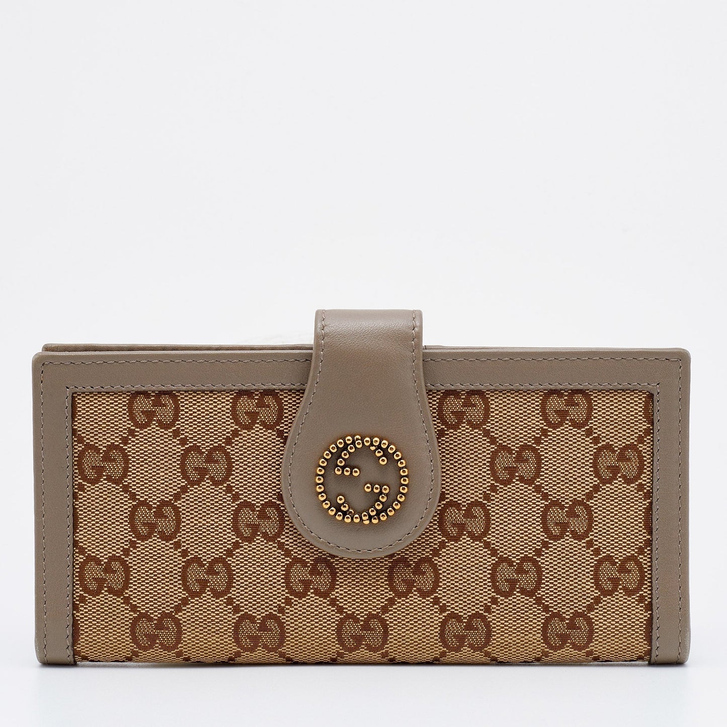 Gucci Beige/Brown GG Canvas And Leather Scarlett Continental Bifold Wallet