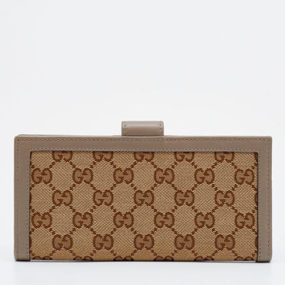 Gucci Beige/Brown GG Canvas And Leather Scarlett Continental Bifold Wallet