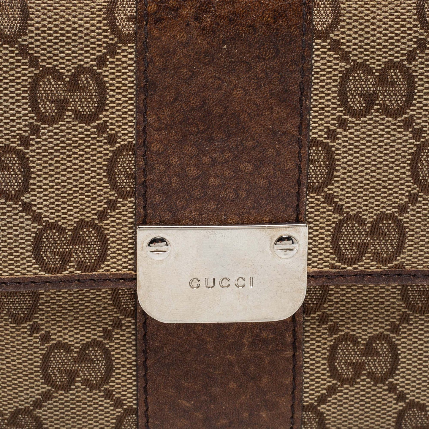 Gucci Brown/Beige GG Canvas and Leather Flap French Wallet