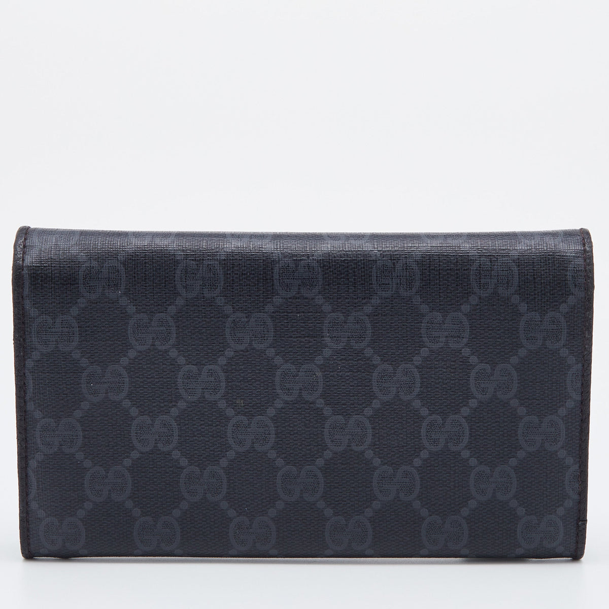 Gucci Black GG Supreme Canvas and Leather Flap Continental Wallet