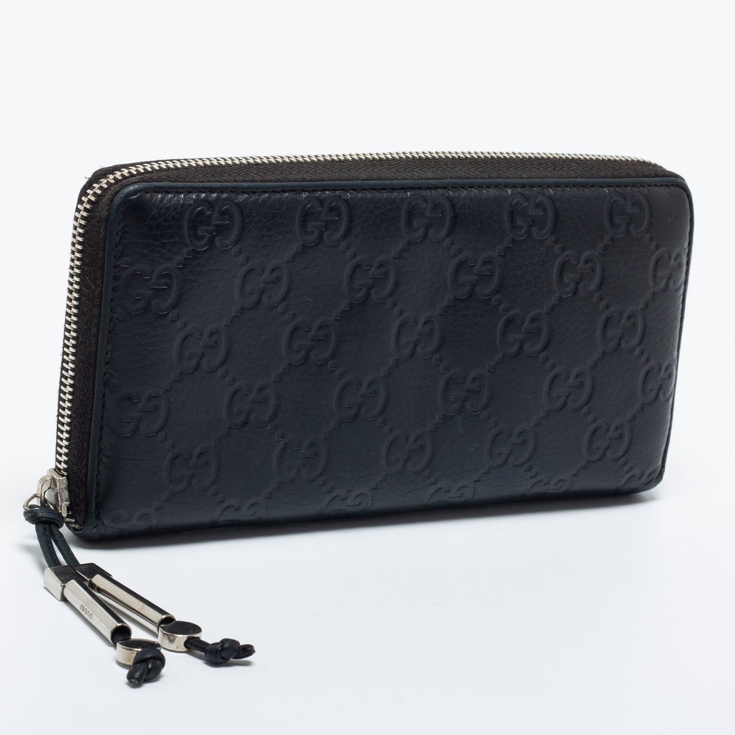 Gucci Black Guccissima Leather Continental Zip Around Wallet