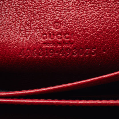 Gucci Red Leather Logo Print Zip Compact Wallet