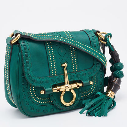 Gucci Green Leather Small Snaffle Bit Shoulder Bag