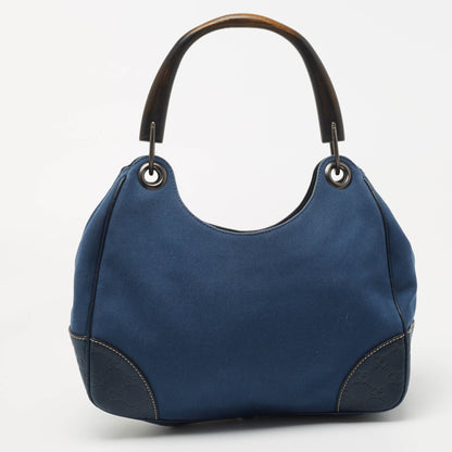 Gucci Blue Guccissima Leather and Canvas Hobo