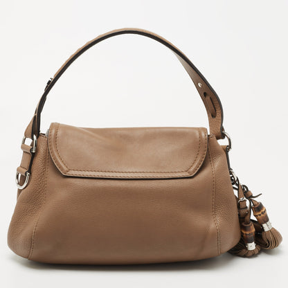 Gucci Brown Leather Techno Horsebit Flap Hobo