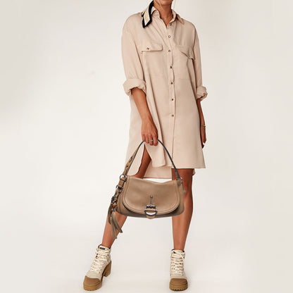 Gucci Brown Leather Techno Horsebit Flap Hobo