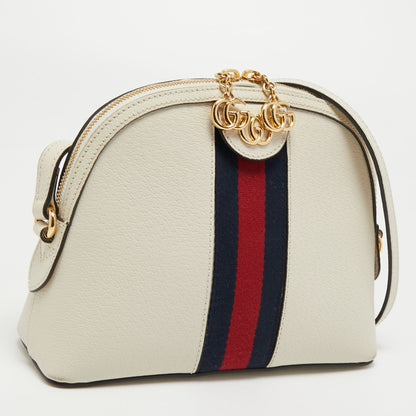 Gucci White Leather Small Ophidia Shoulder Bag