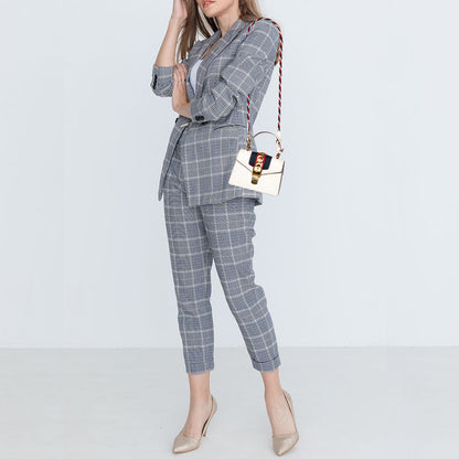 Gucci White Leather Mini Web Sylvie Top Handle Bag
