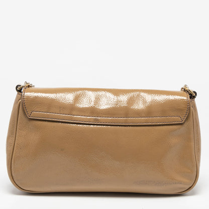 Gucci Beige Patent Leather Soho Flap Shoulder Bag