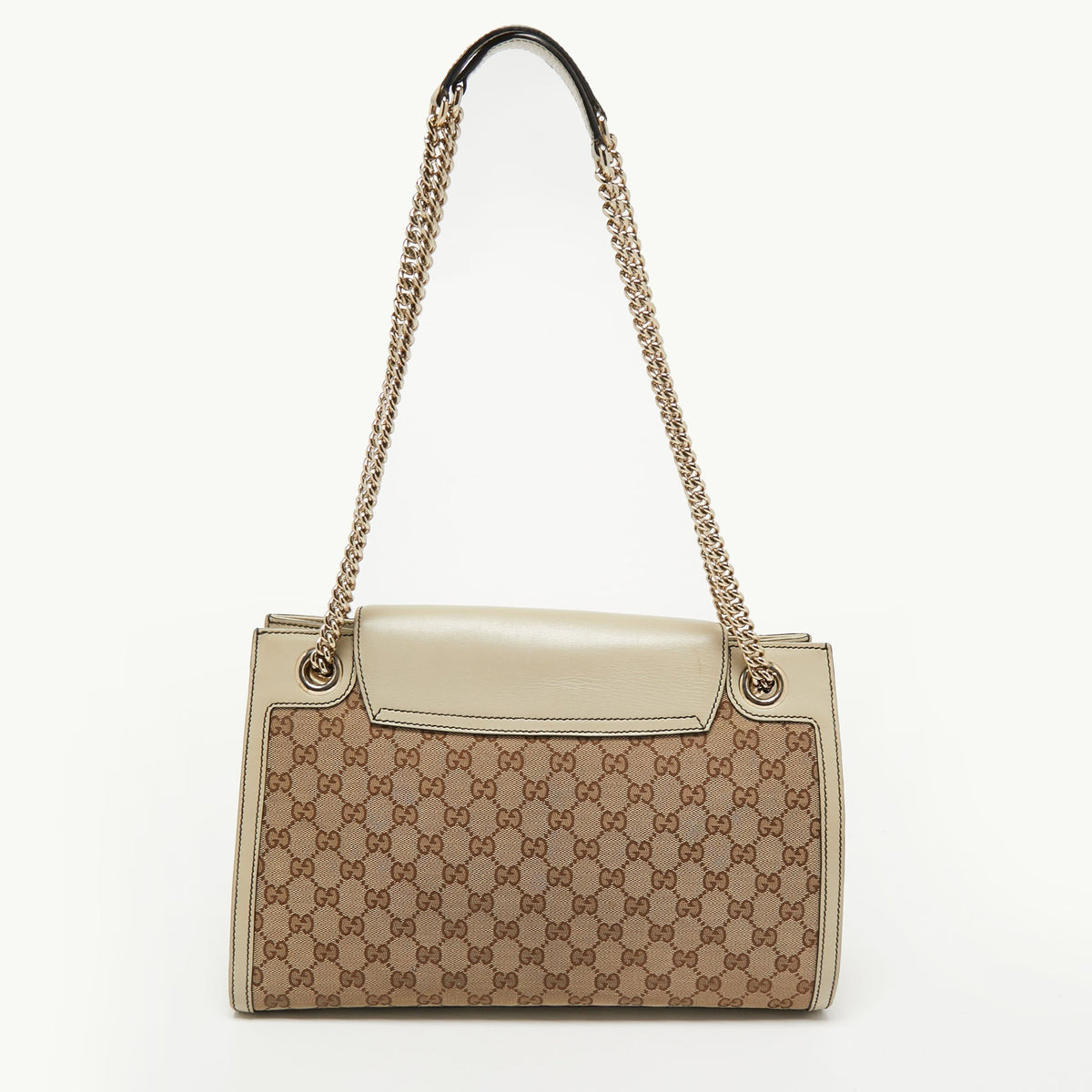 Gucci Beige GG Canvas and Leather Large Emily Chain Shoulder Bag