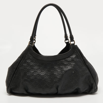 Gucci Black Guccissima Leather Large D Ring Shoulder Bag