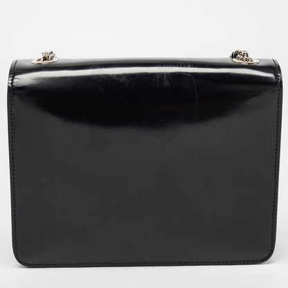Gucci Black Patent Leather Small Interlocking G Shoulder Bag