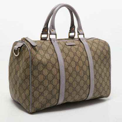 Gucci Beige/Purple GG Supreme Canvas and Patent Leather Joy Boston Bag