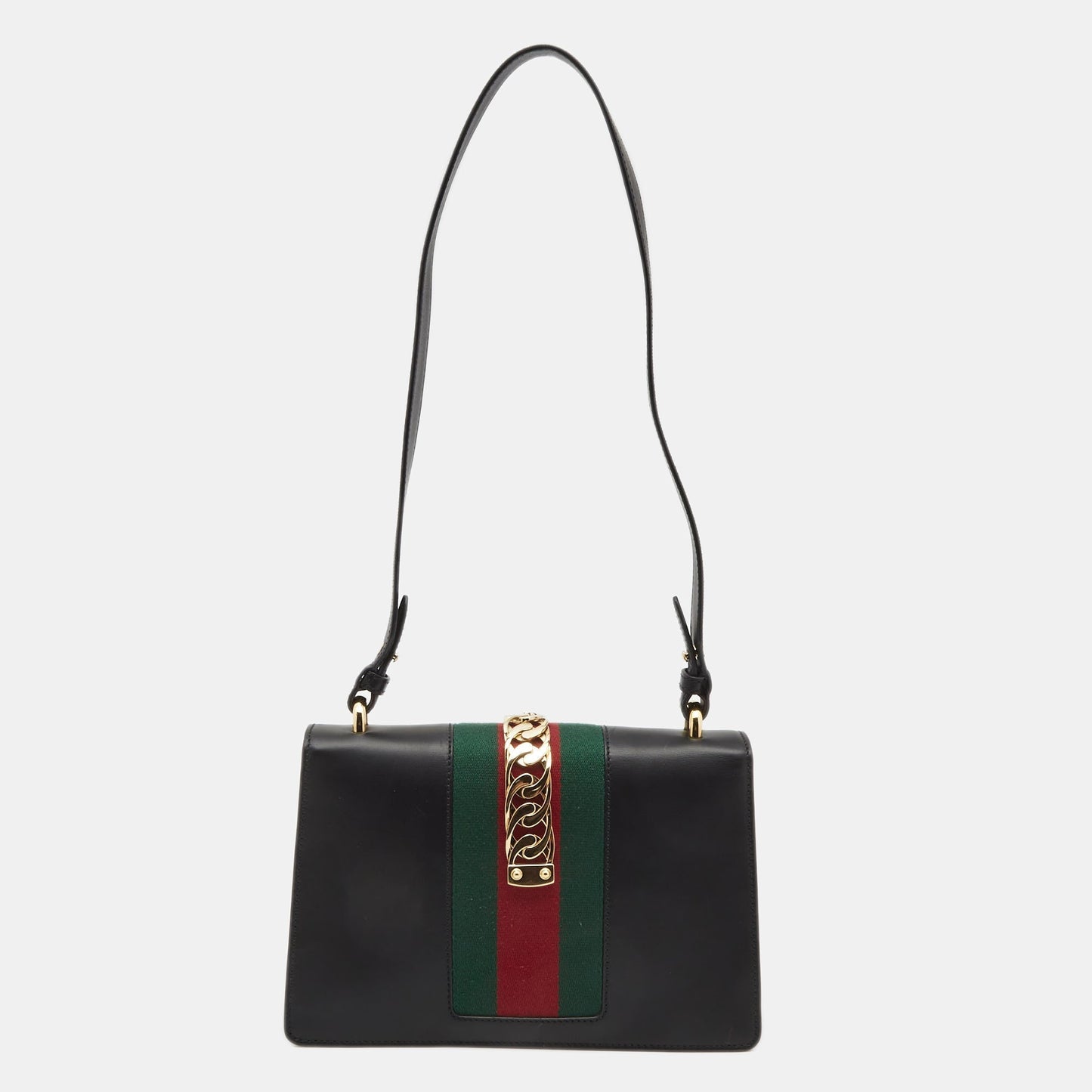 Gucci Black Leather Sylvie Shoulder Bag