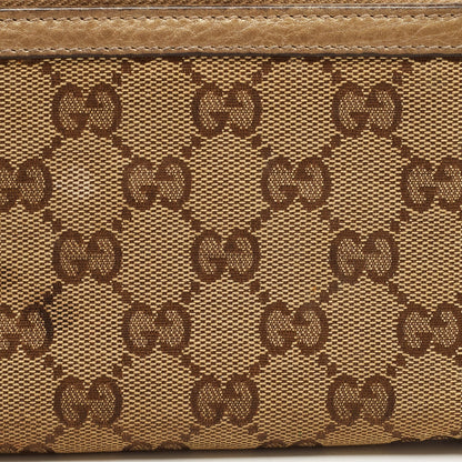 GUCCI Beige GG Canvas and Leather Bamboo Tassel Zip Around Wallet