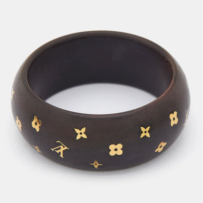LOUIS VUITTON Dark Brown Wood Sylvania Bangle Bracelet