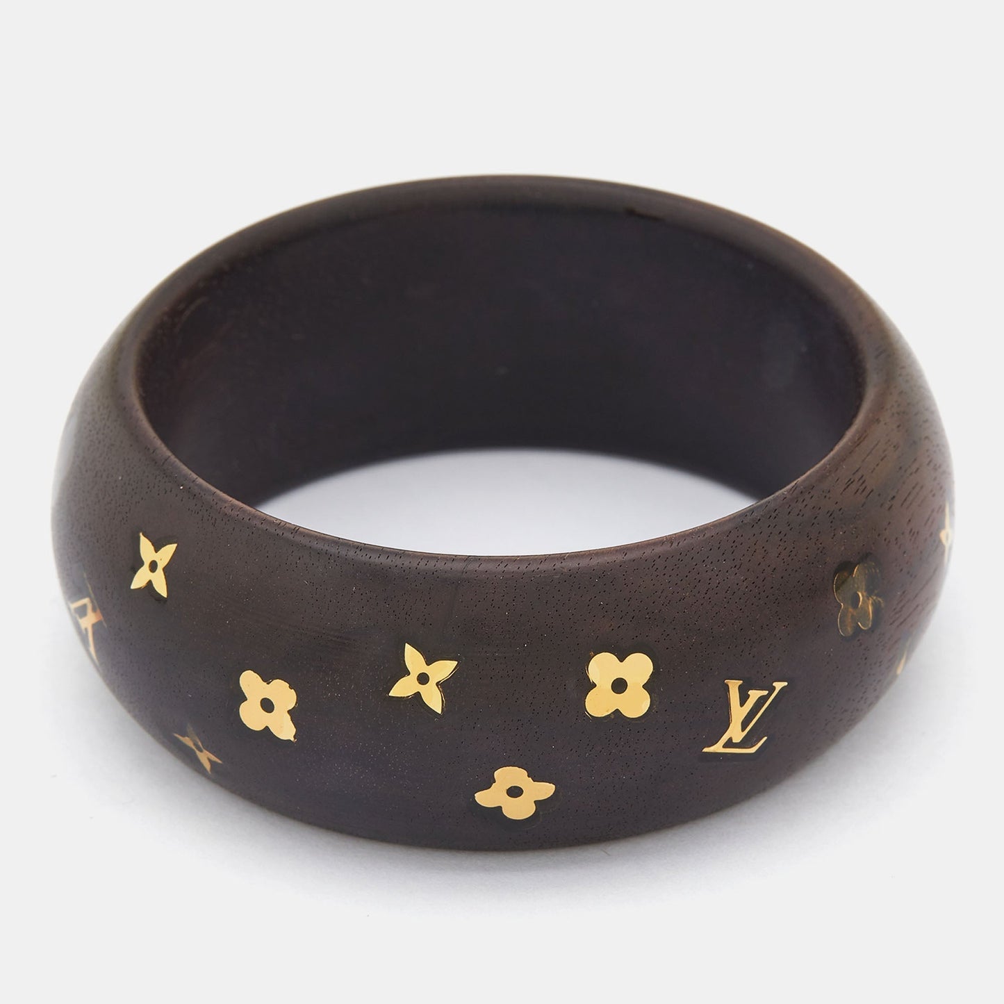 LOUIS VUITTON Dark Brown Wood Sylvania Bangle Bracelet