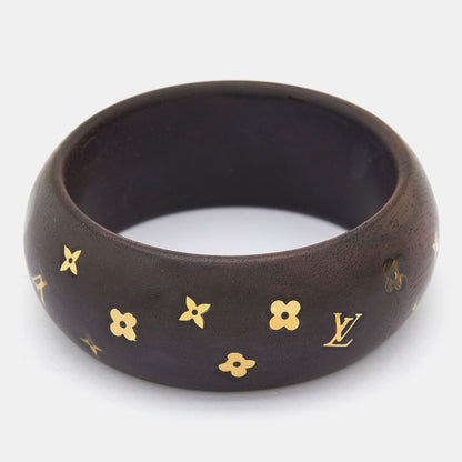 LOUIS VUITTON Dark Brown Wood Sylvania Bangle Bracelet