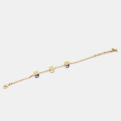 LOUIS VUITTON Gamble Crystals Gold Tone Bracelet