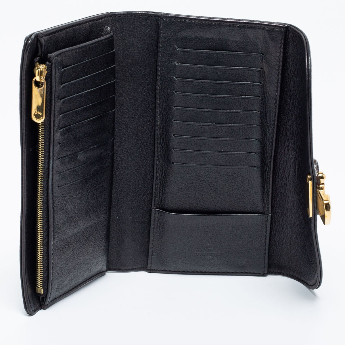 Louis Vuitton Black Monogram Mahina Leather Amelia Wallet