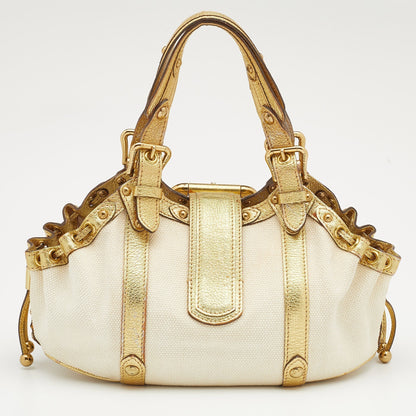 Louis Vuitton Cream/Gold Canvas and Leather Antigua Theda PM Bag