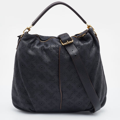 LOUIS VUITTON Black Monogram Mahina Leather Selene MM Bag