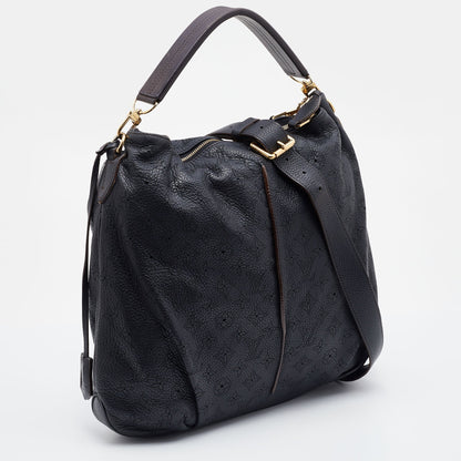 LOUIS VUITTON Black Monogram Mahina Leather Selene MM Bag