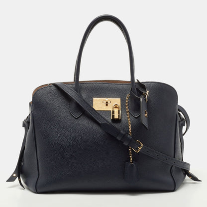 LOUIS VUITTON Blue Marine Leather Milla MM Bag
