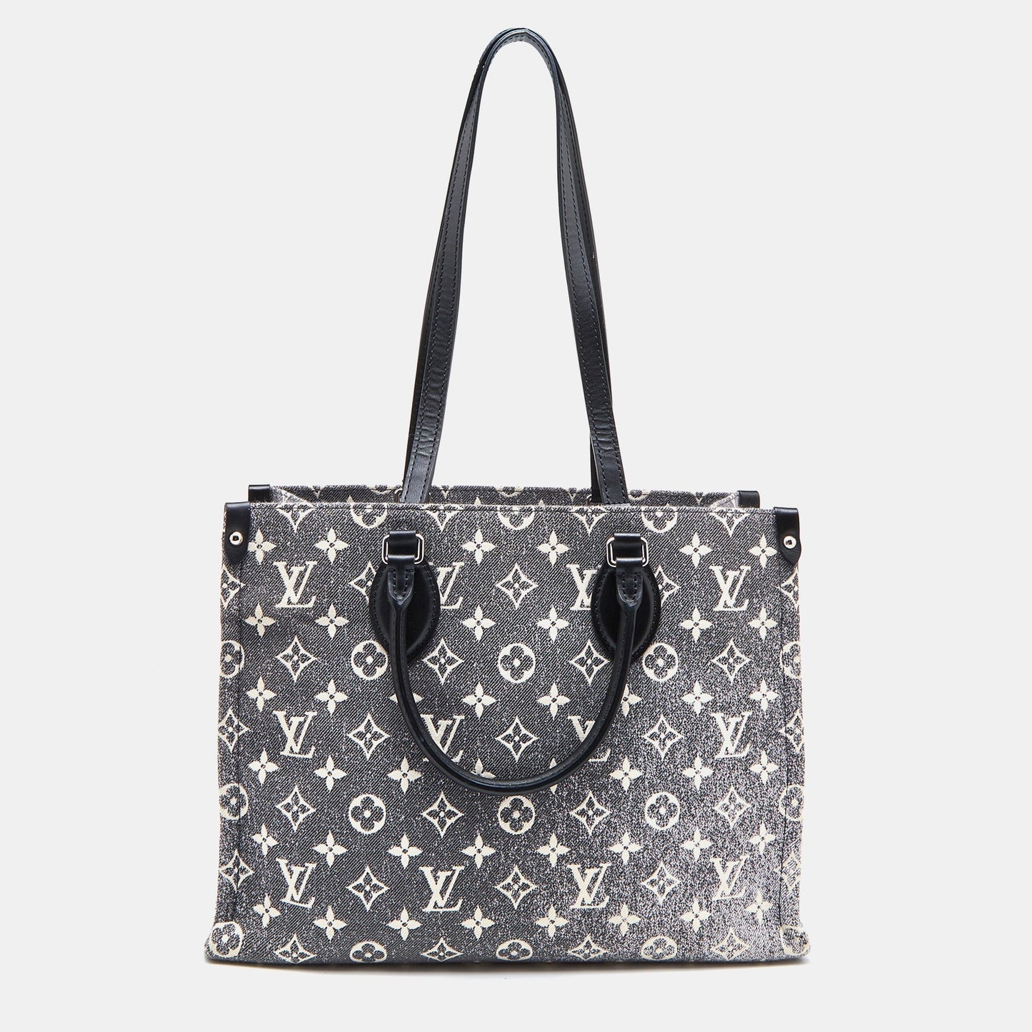 LOUIS VUITTON Black Monogram Denim and Leather OnTheGo MM Bag