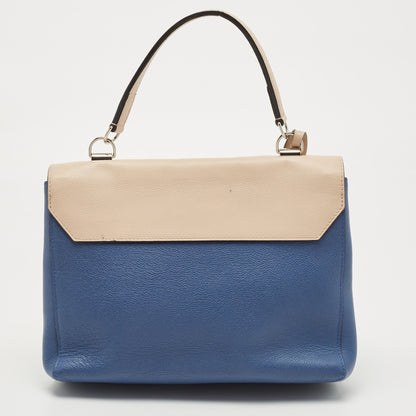 LOUIS VUITTON Beige/Blue Leather Lockme II Top Handle Bag