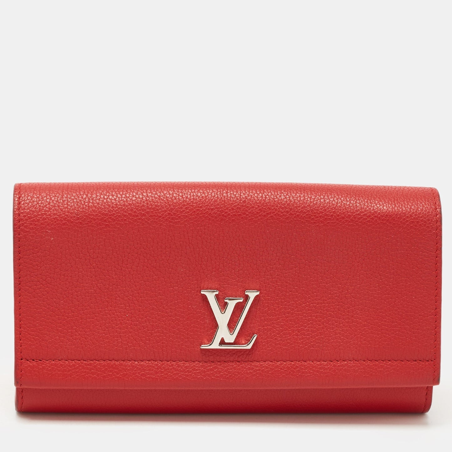 LOUIS VUITTON Red Leather Lockme II Wallet