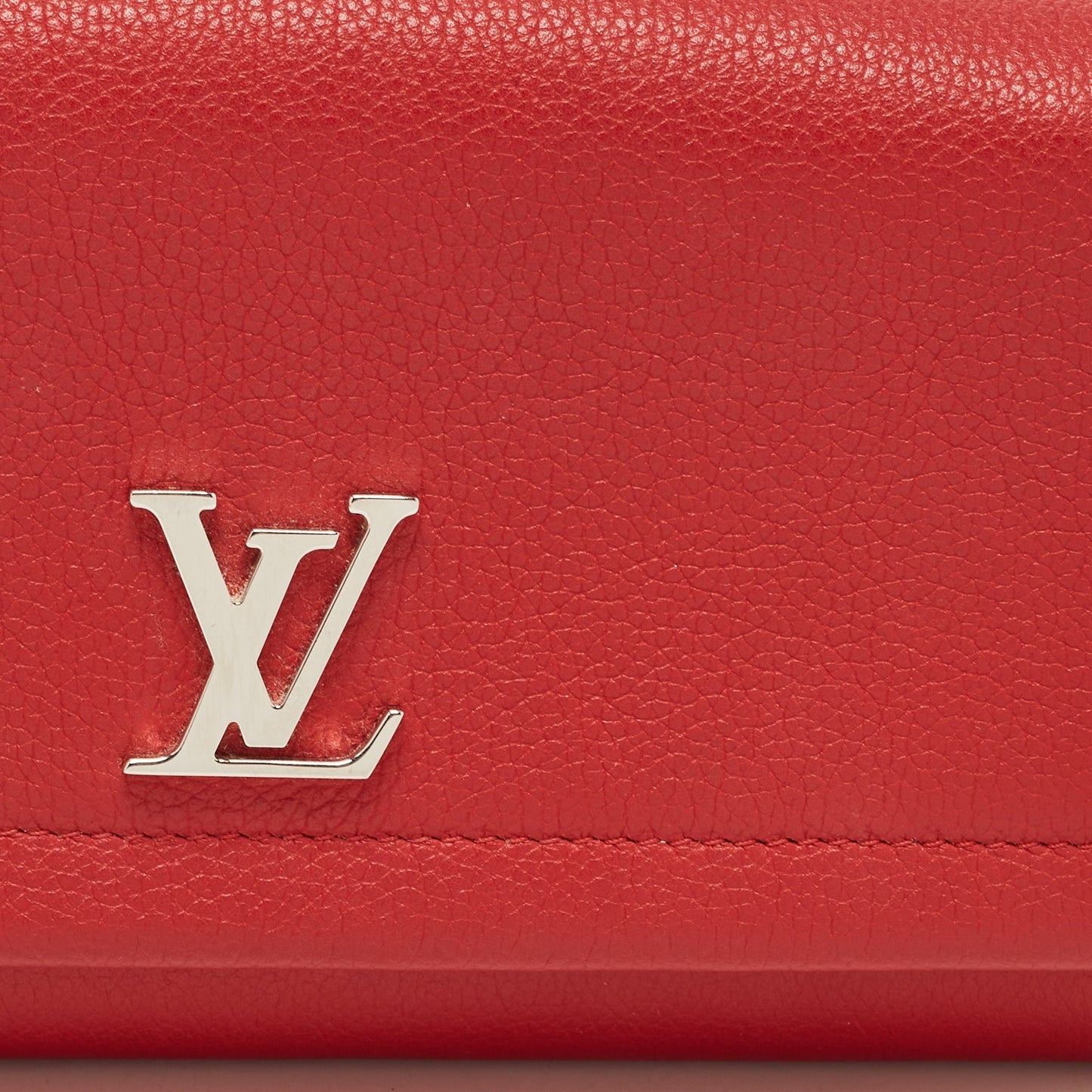 LOUIS VUITTON Red Leather Lockme II Wallet