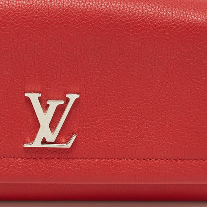 LOUIS VUITTON Red Leather Lockme II Wallet