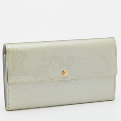 LOUIS VUITTON Silver Monogram Vernis Sarah Wallet