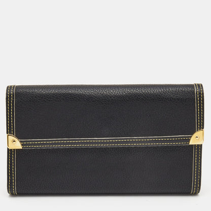 LOUIS VUITTON Black Leather Porte Tresor International Wallet