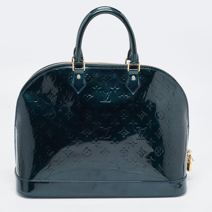 LOUIS VUITTON Blue Nuit Monogram Vernis Alma GM Bag