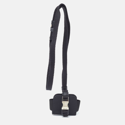 PRADA Black Nylon Airpods Pro Case with Adjustable Strap