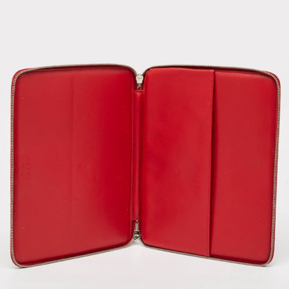 PRADA Red Saffiano Lux Leather Zip Around iPad Case