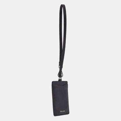 PRADA Black Saffiano Leather Badge Holder