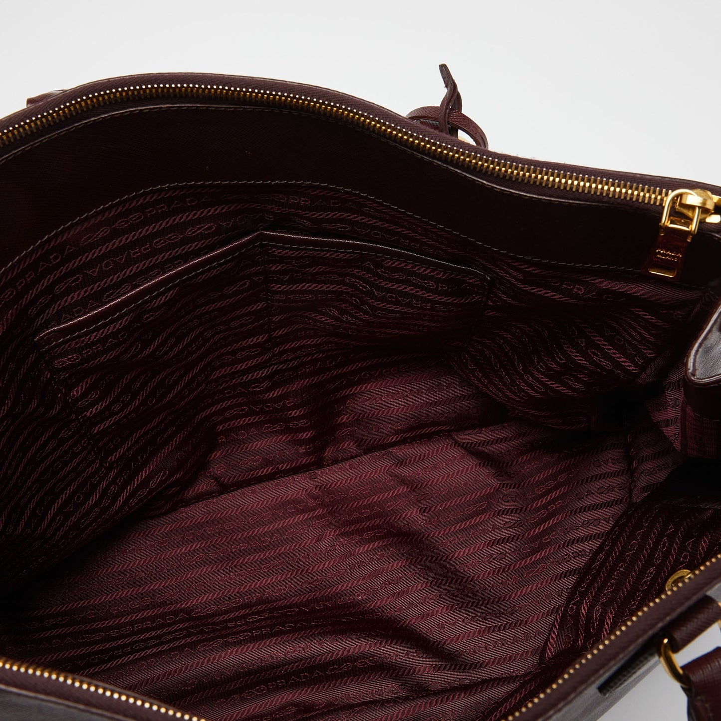 PRADA Burgundy Saffiano Lux Leather Executive Galleria Tote