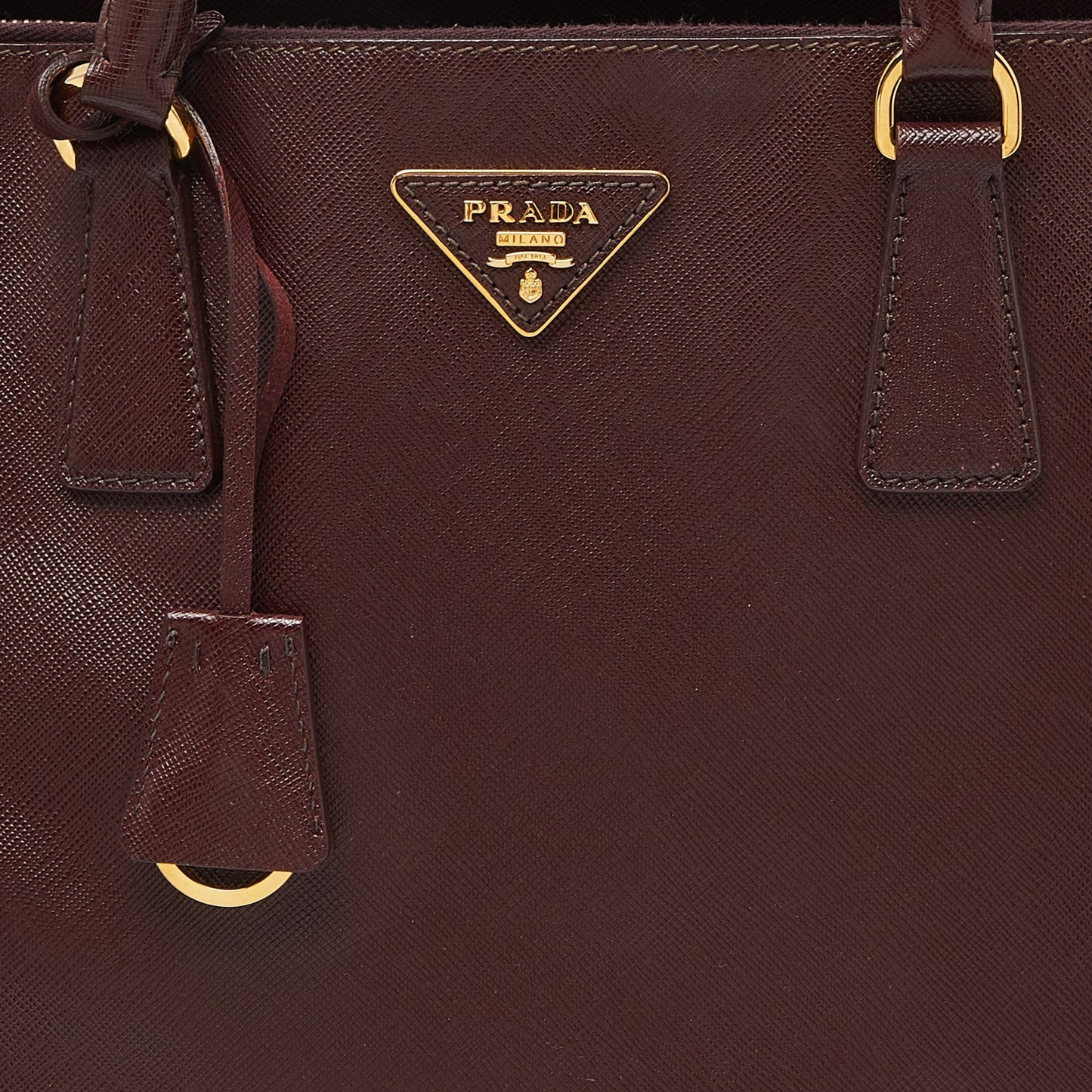 PRADA Burgundy Saffiano Lux Leather Executive Galleria Tote